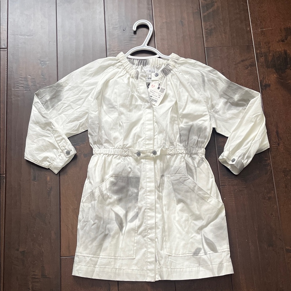 Zara Off-White Button-Up girl dress new